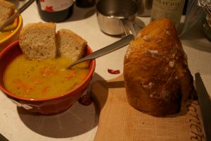one split pea and bread
